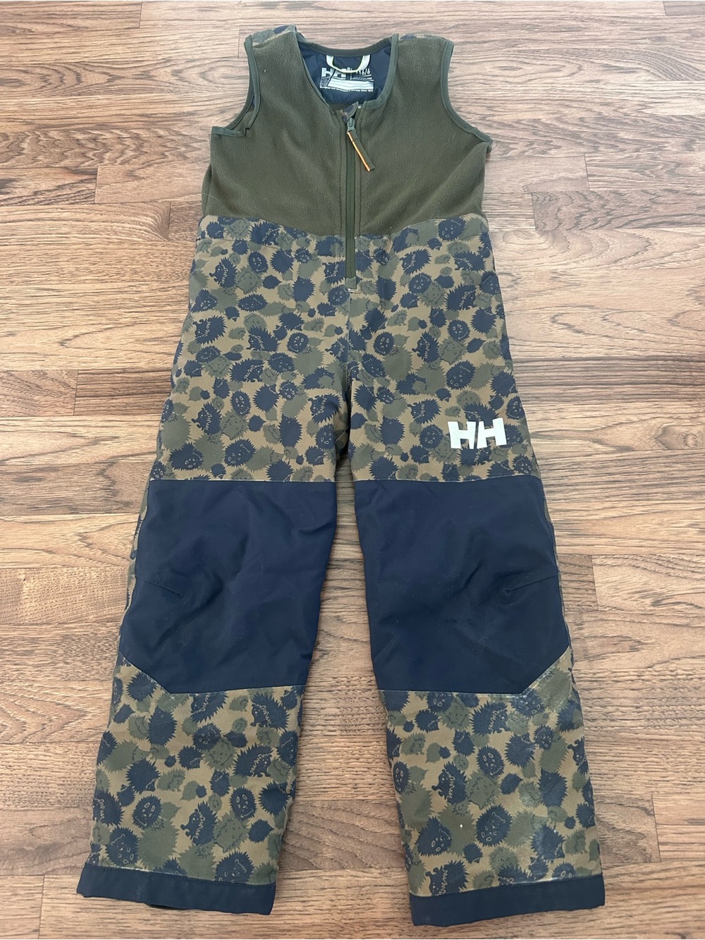 Helly Hansen Olive Green Camo & Black Kids Snow Overalls
